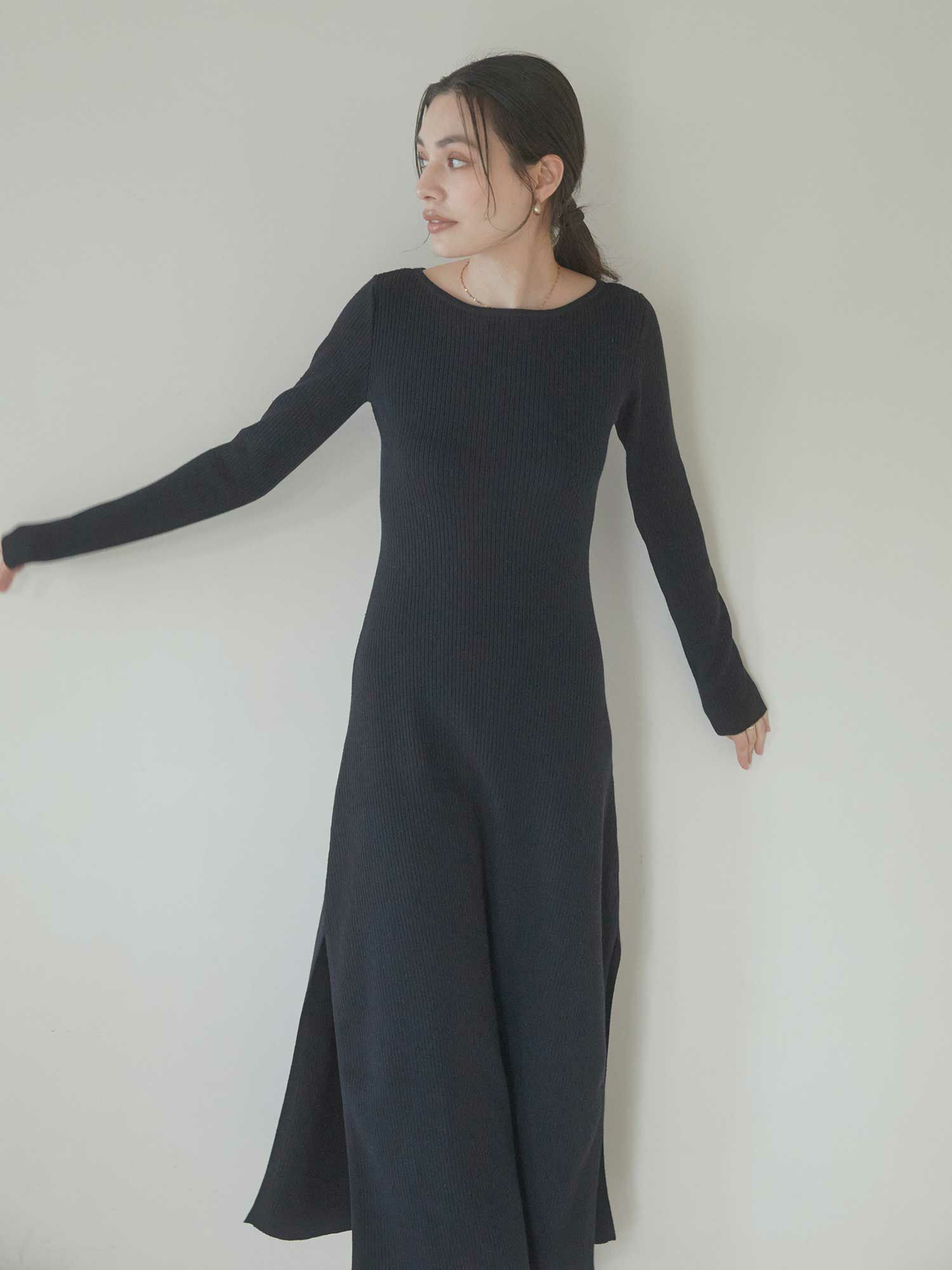 Back open mix knit ワンピース | ACYM ONLINE SHOP