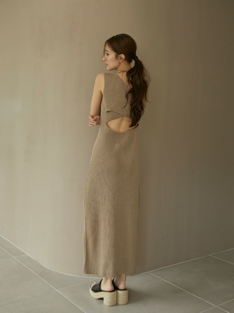ワンピース ACYM Back tie flare mini one-piece USAGI ONLINE限定XS(00)サイズ】Back ribbon knit ワンピース