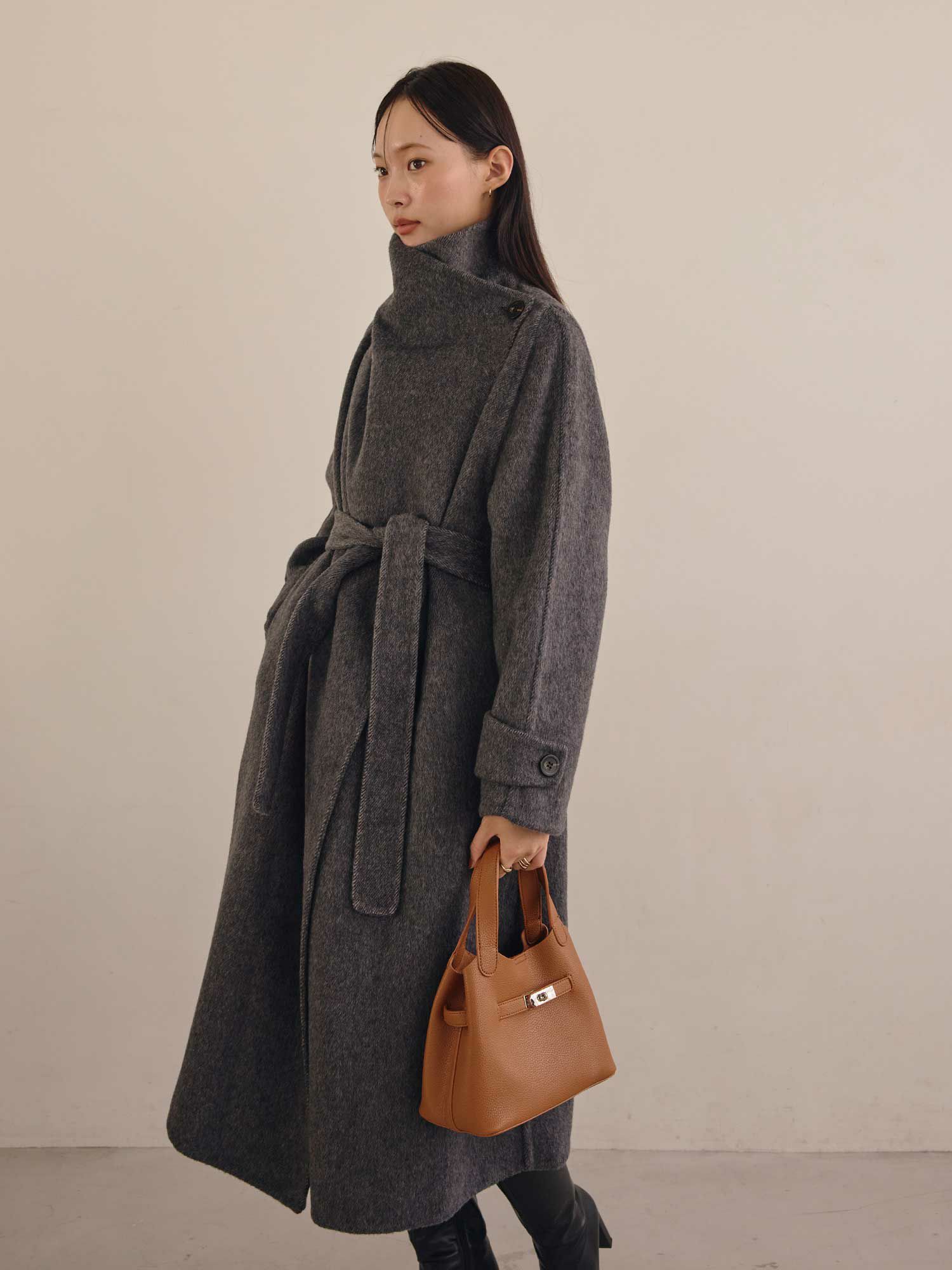 Back open mix knit ワンピース