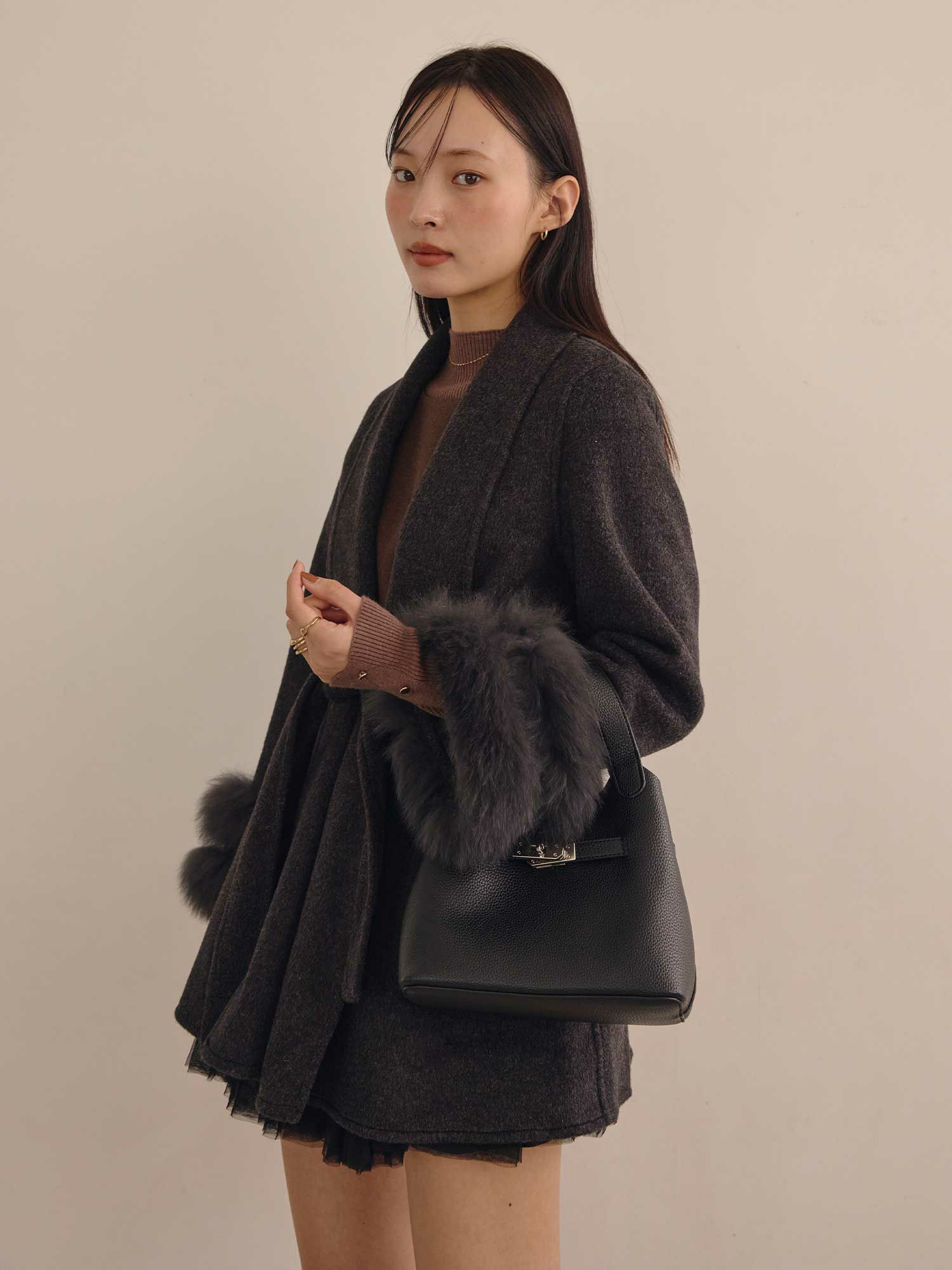 ショールカラーポイントファーコート | ACYM ONLINE SHOP