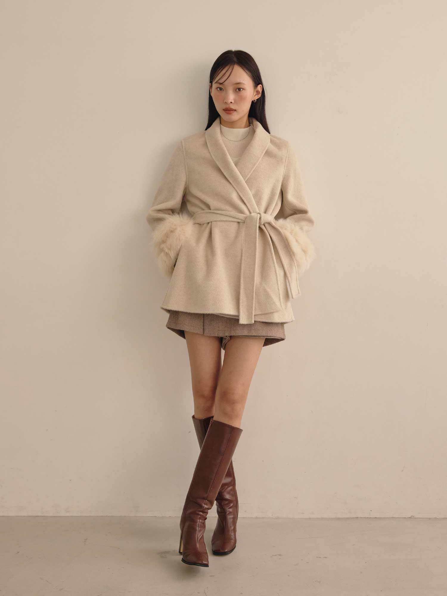 ショールカラーポイントファーコート | ACYM ONLINE SHOP