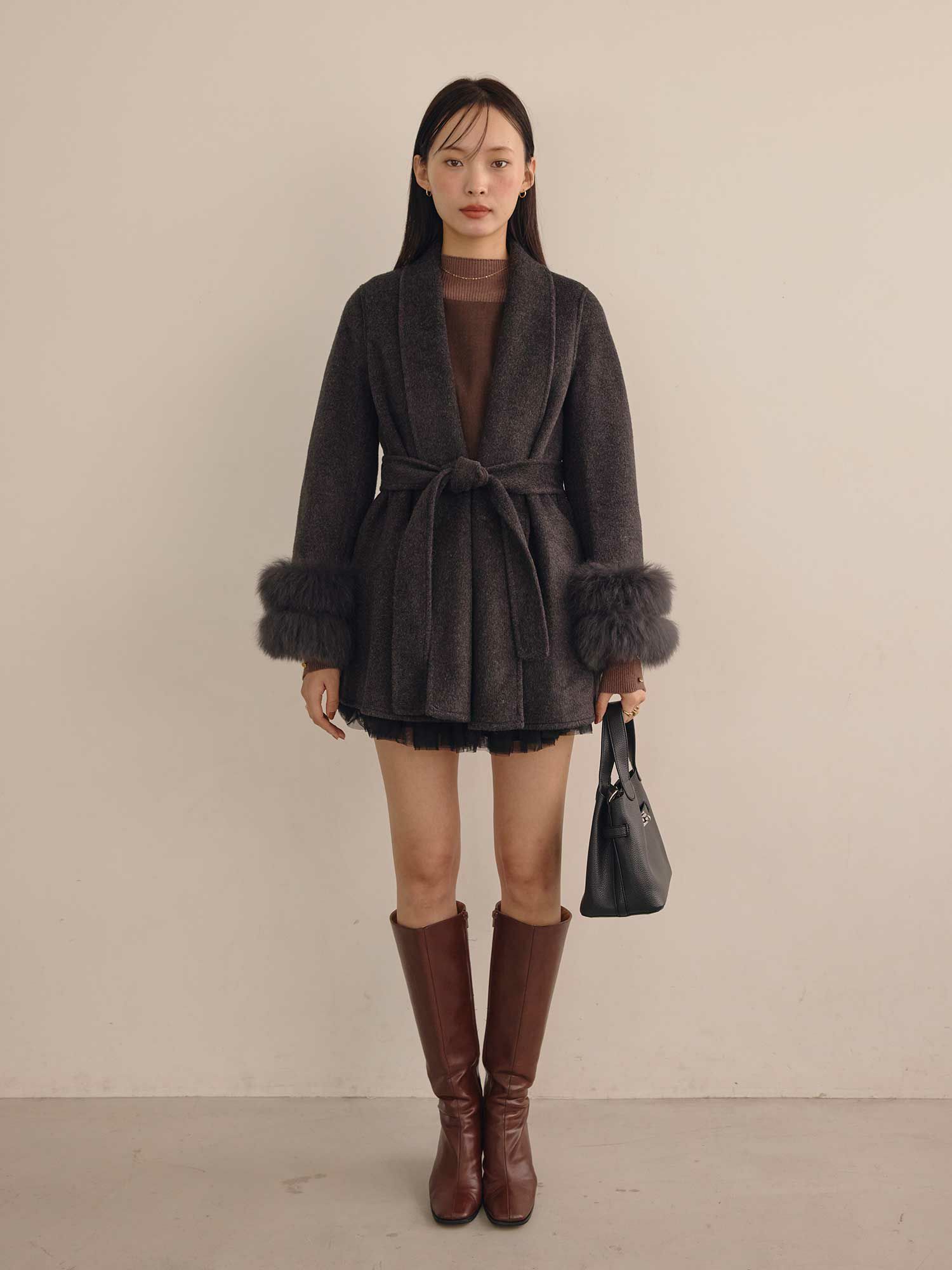 ショールカラーポイントファーコート | ACYM ONLINE SHOP